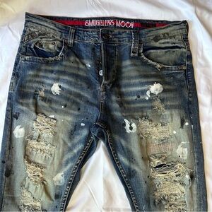 Distressed Paint Splatter Jeans Men’s 38x33 Y2K Grunge Streetwear Denim